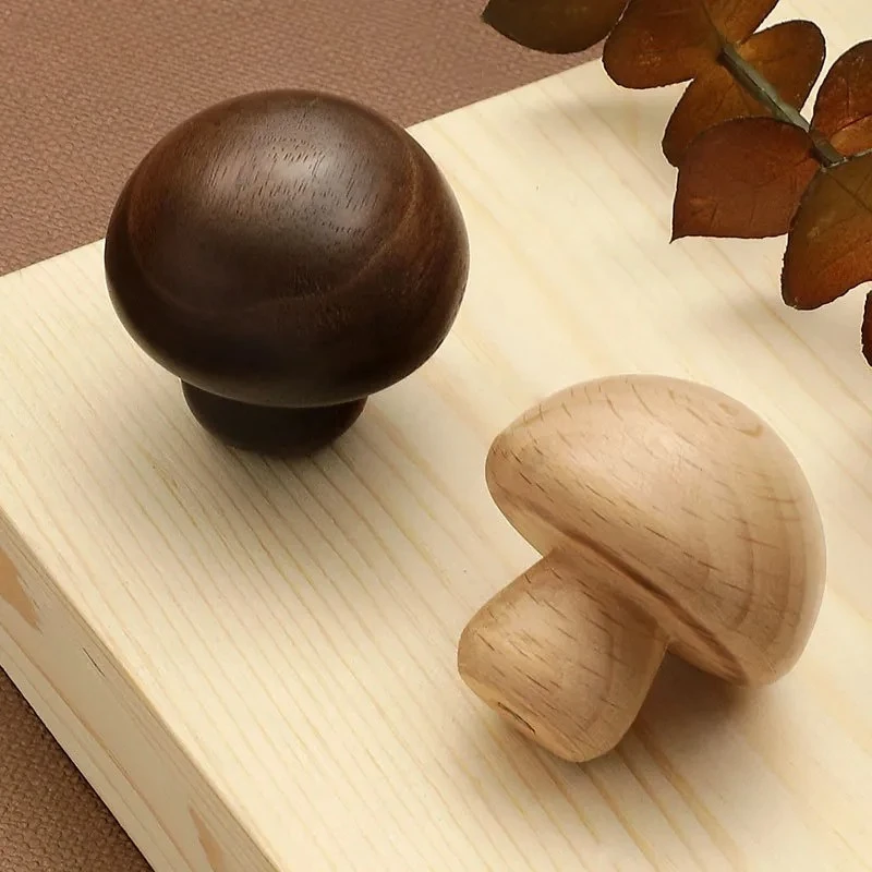Natural Wood Mushroom Cabinet Knob