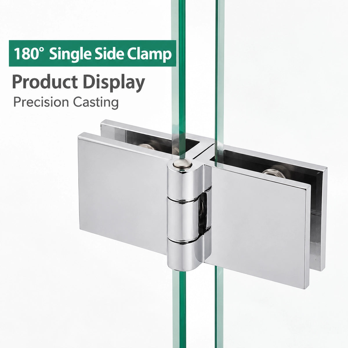 No-Drill Solid Brass Glass Cabinet Door Hinges, 0° / 90° / 180°