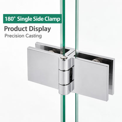 No-Drill Solid Brass Glass Cabinet Door Hinges, 0° / 90° / 180°