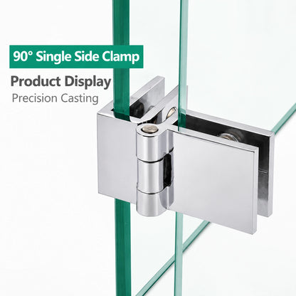 No-Drill Solid Brass Glass Cabinet Door Hinges, 0° / 90° / 180°