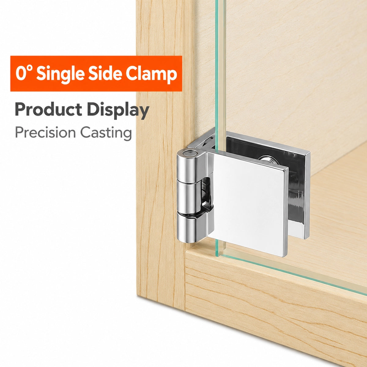 No-Drill Solid Brass Glass Cabinet Door Hinges, 0° / 90° / 180°