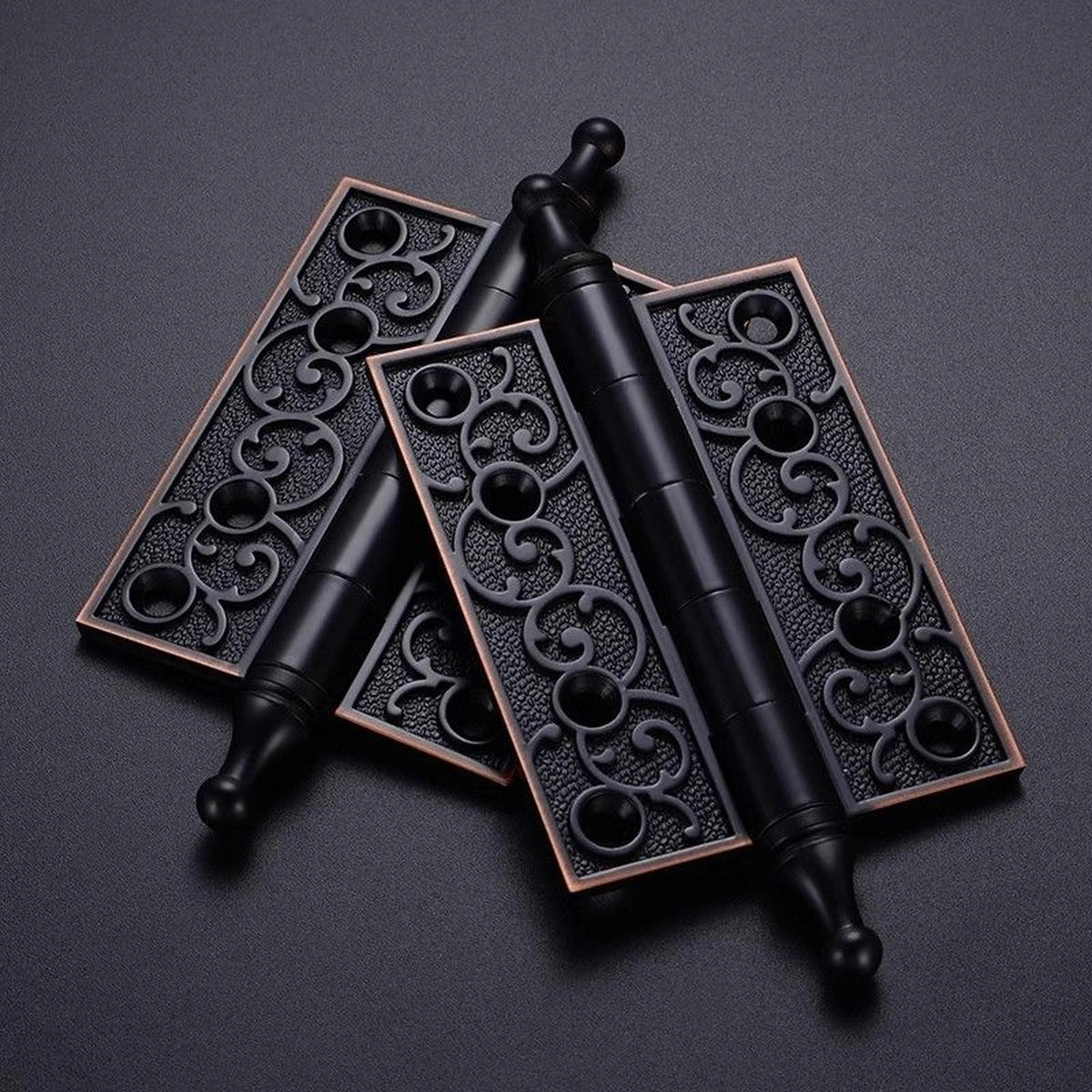 Aveline 4-Inch Decorative Door Hinges with Scrollwork, European Style