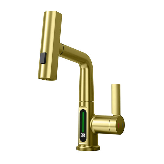 Aqualume Smart Waterfall Bathroom Sink Faucet with LED Display