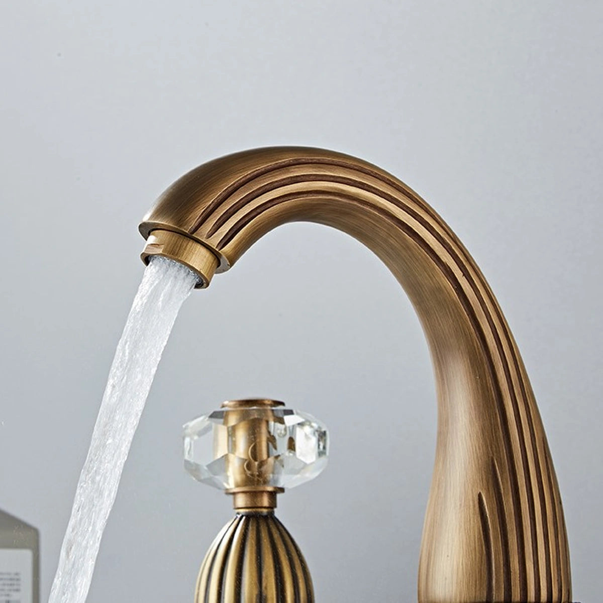 Aurion Vintage 3-Hole Widespread Bathroom Sink Faucet with Crystal Handles