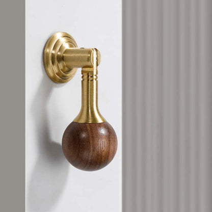 Walnut Ball Cabinet Knobs with Solid Brass Mounts