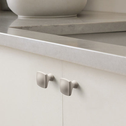 Gold / White Curved Cabinet Handles and Matching Knobs