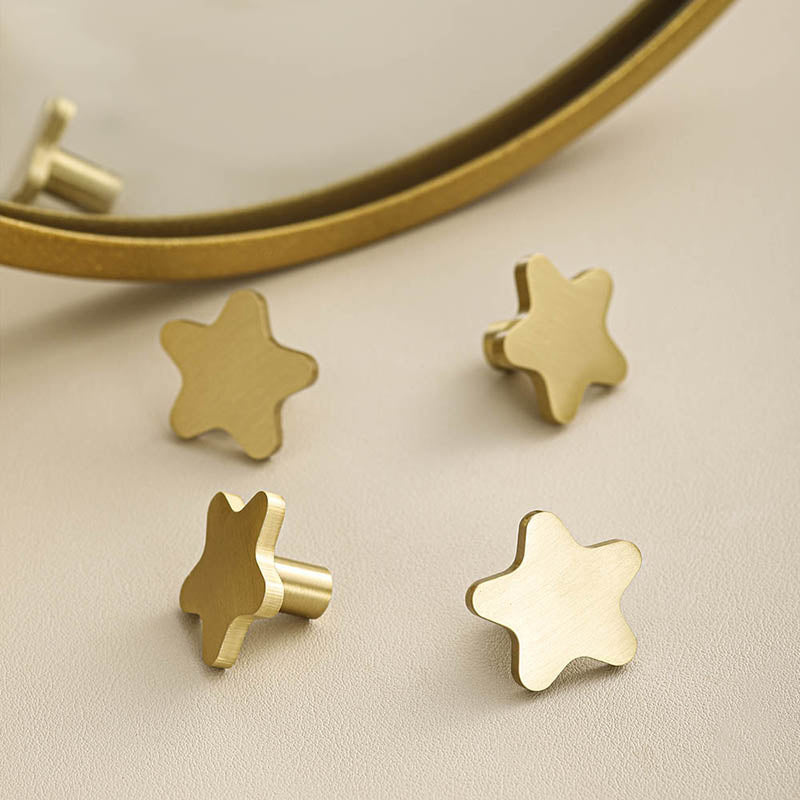 Solid Brass Star Cabinet Knobs