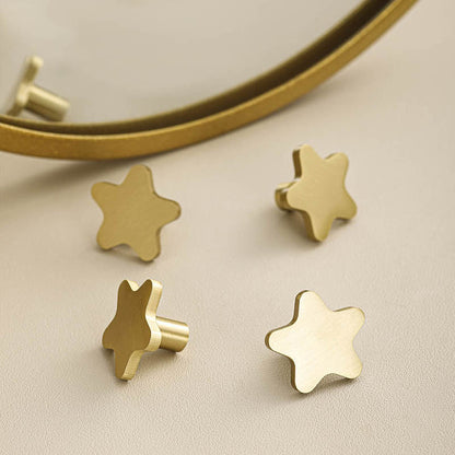 Solid Brass Star Cabinet Knobs