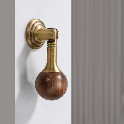 Walnut Ball Cabinet Knobs with Solid Brass Mounts