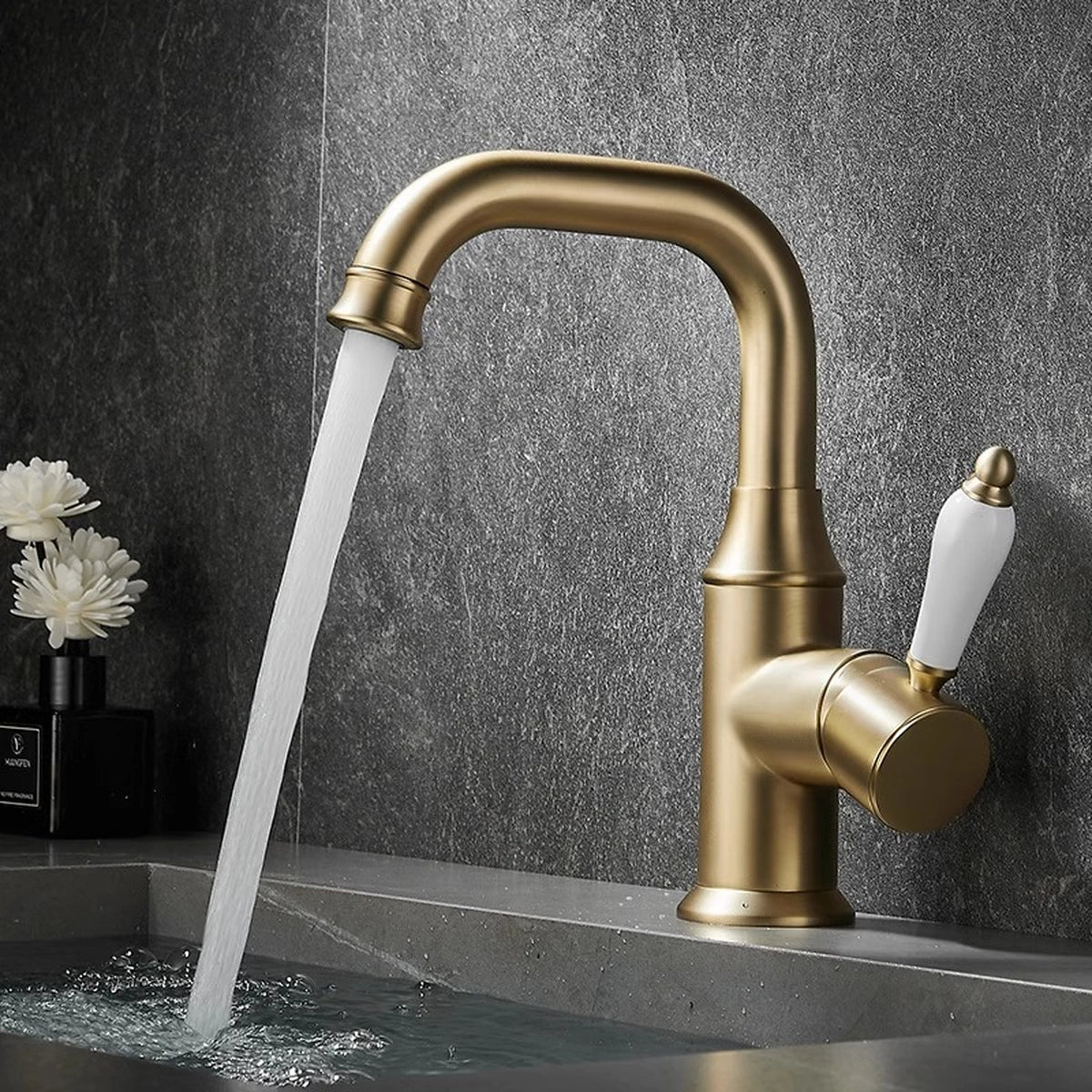 Ravelle Antique High-Arc Single-Hole Bathroom Sink Faucet