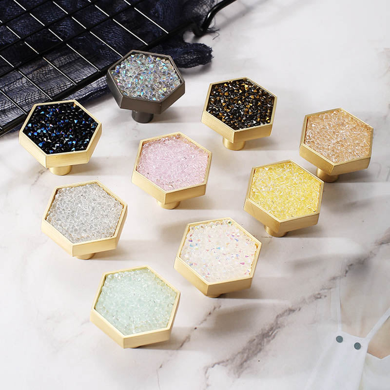 Hexagon Cabinet Knobs with Colored Insets