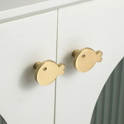 Brushed Brass Fish Cabinet Knobs