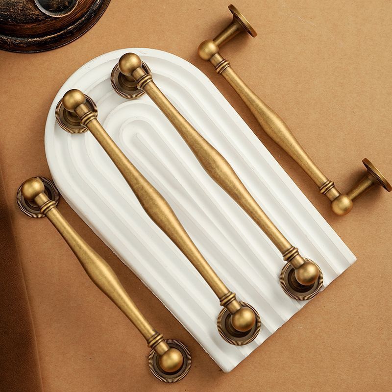 Antique Brass Spindle Cabinet Pulls and Round Knob