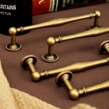 Antique Brass Spindle Cabinet Pulls and Round Knob