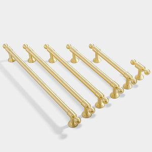 Gold Brass Round Bar Cabinet Handles with Ball Finials