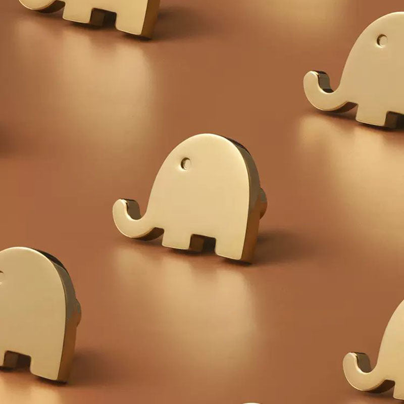 Brass Elephant Dresser Knobs in Three Finishes