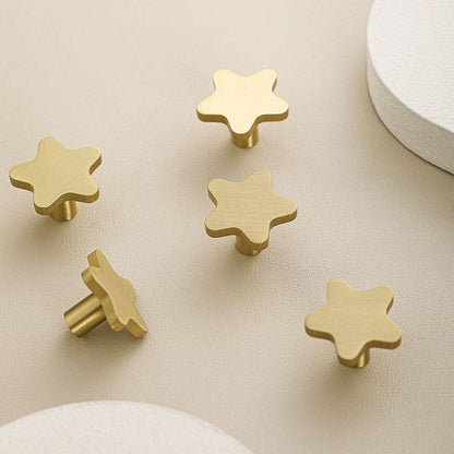 Solid Brass Star Cabinet Knobs