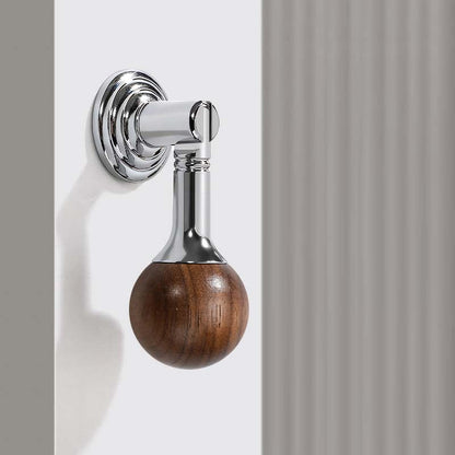 Walnut Ball Cabinet Knobs with Solid Brass Mounts