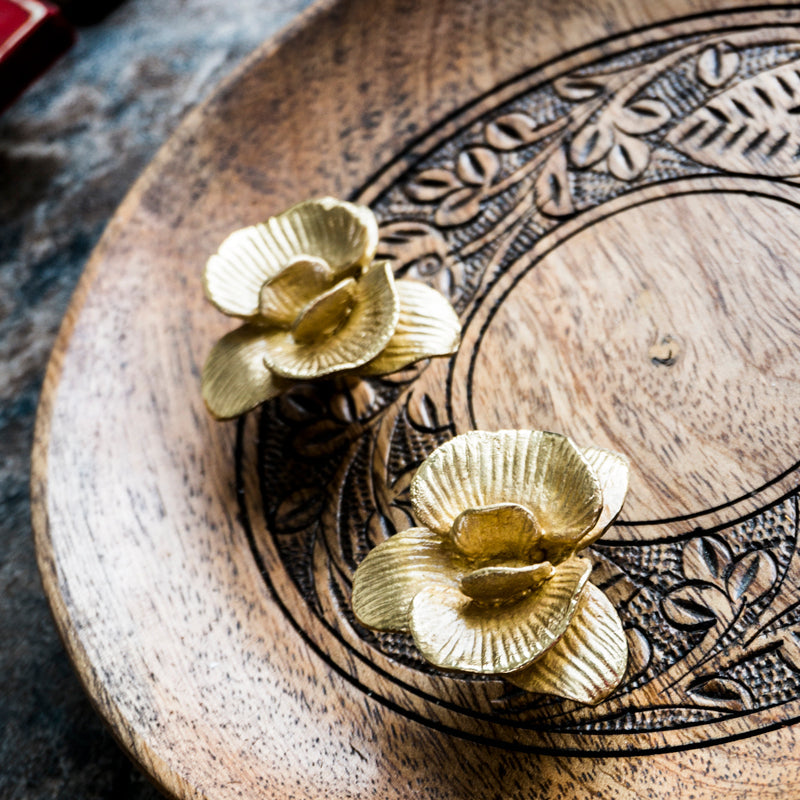 Solid Brass Phalaenopsis Flower Cabinet Knobs
