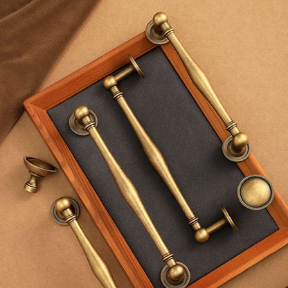 Antique Brass Spindle Cabinet Pulls and Round Knob