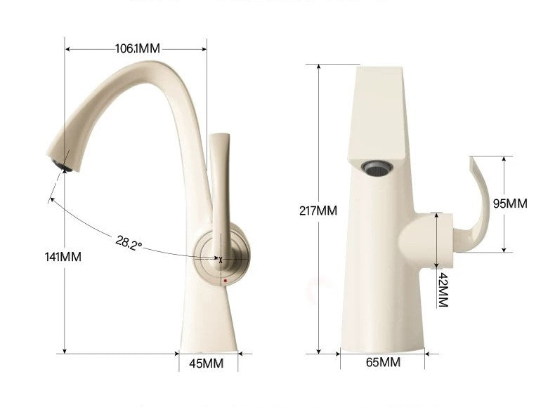 Calira Modern Single-Handle Single-Hole Bathroom Sink Faucet - Dimensions