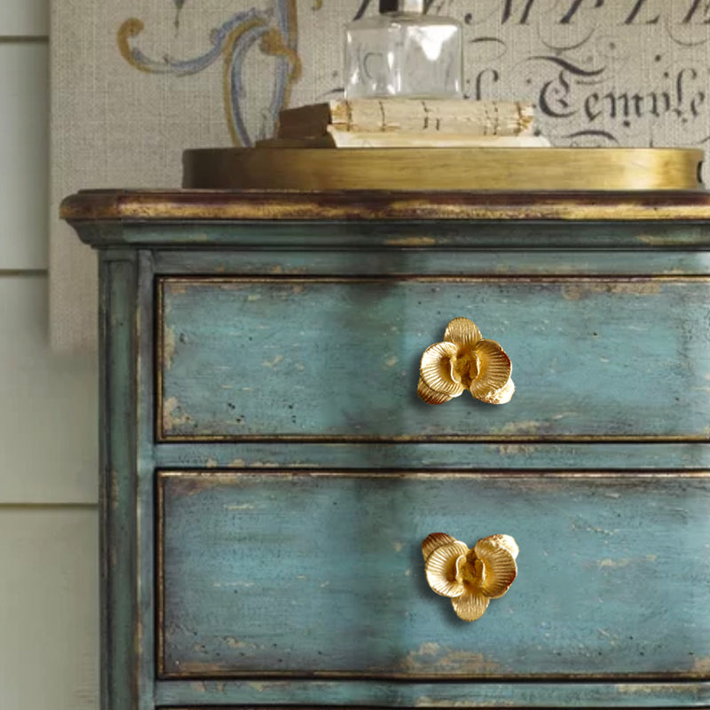 Solid Brass Phalaenopsis Flower Cabinet Knobs