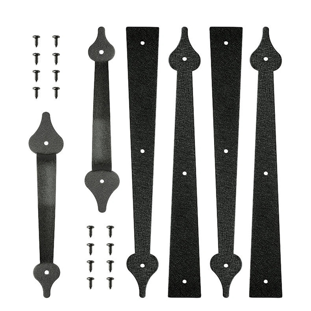 Faux Garage Door Hinge and Handle Kit, Black Spear Style