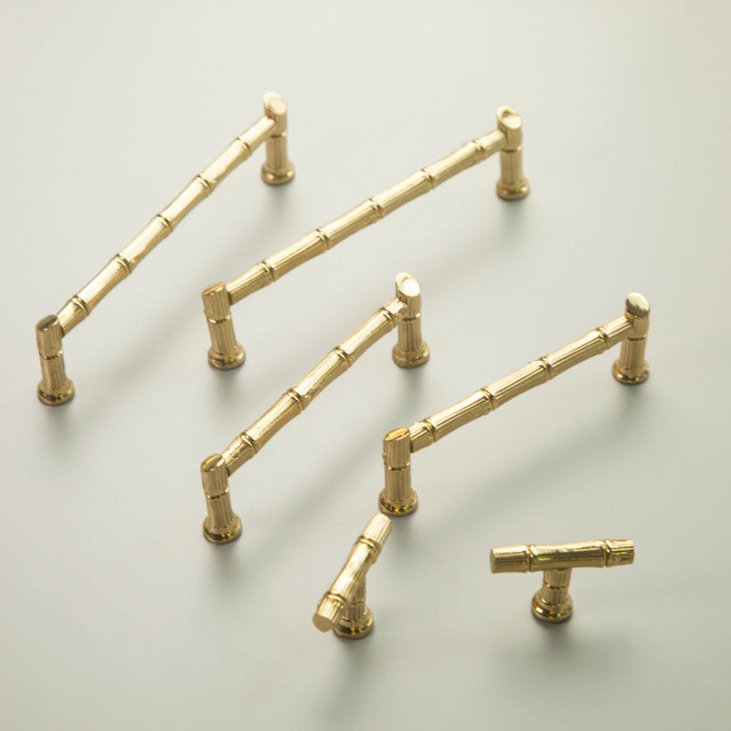 Gold Bamboo-Inspired Cabinet Pulls and T-Knob