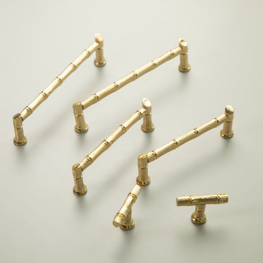 Gold Bamboo-Inspired Cabinet Pulls and T-Knob