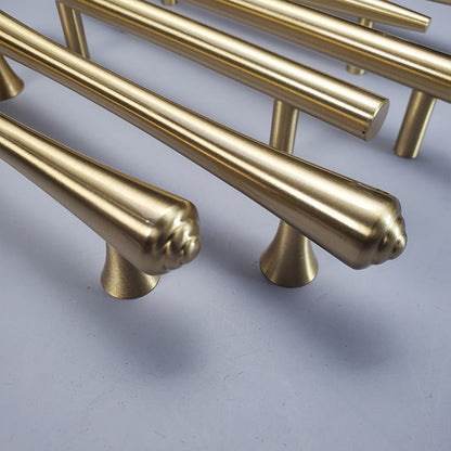 Gold Brass Cabinet Pulls and T-Knob with Flared Ends