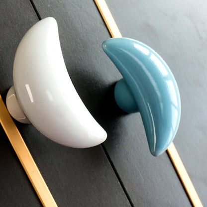 Colorful Ceramic Crescent Moon Cabinet Knobs