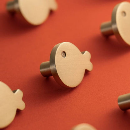 Brushed Brass Fish Cabinet Knobs