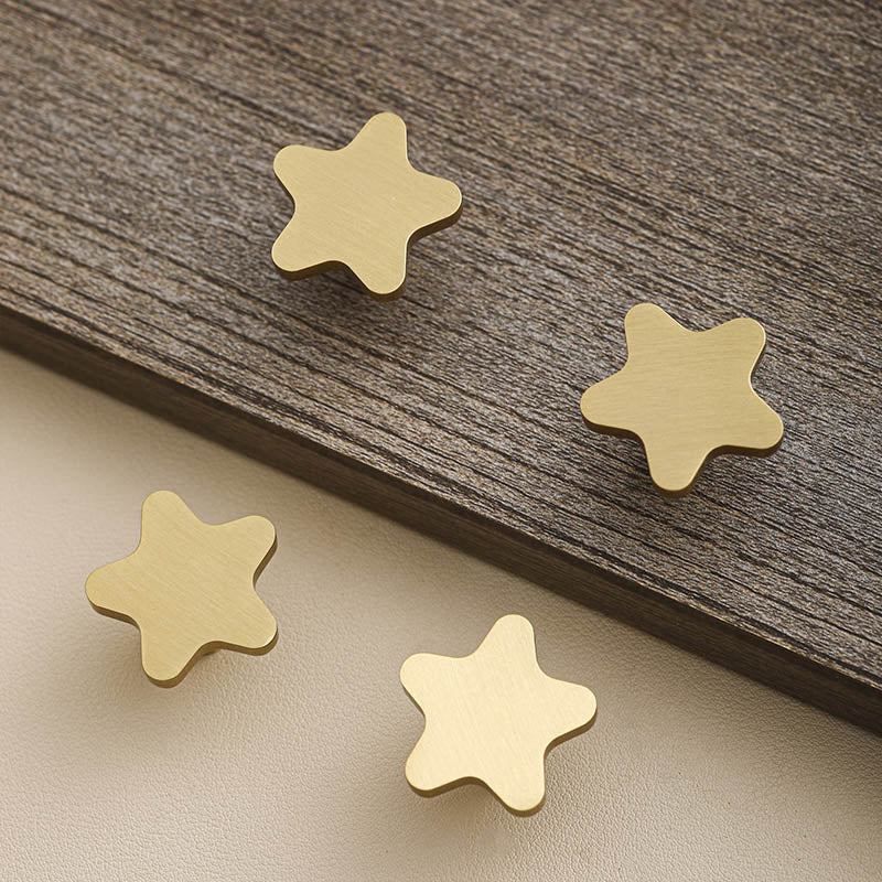 Solid Brass Star Cabinet Knobs