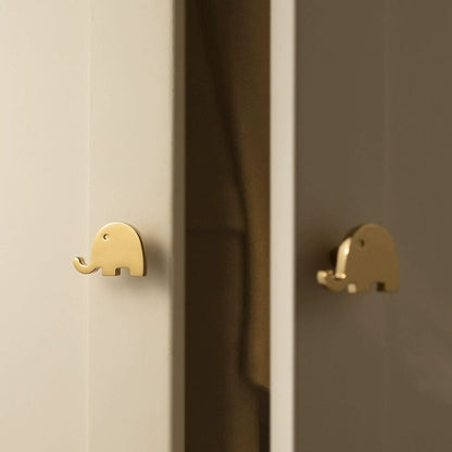 Brass Elephant Dresser Knobs in Three Finishes
