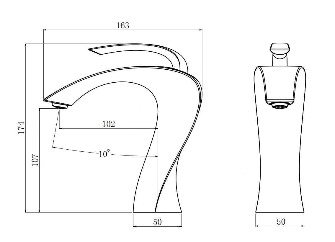 Lunara Modern Single-Handle Single-Hole Bathroom Sink Faucet - Dimensions