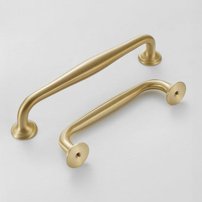 Gold Curved Brass Cabinet Pulls and Knobs for Wardrobes