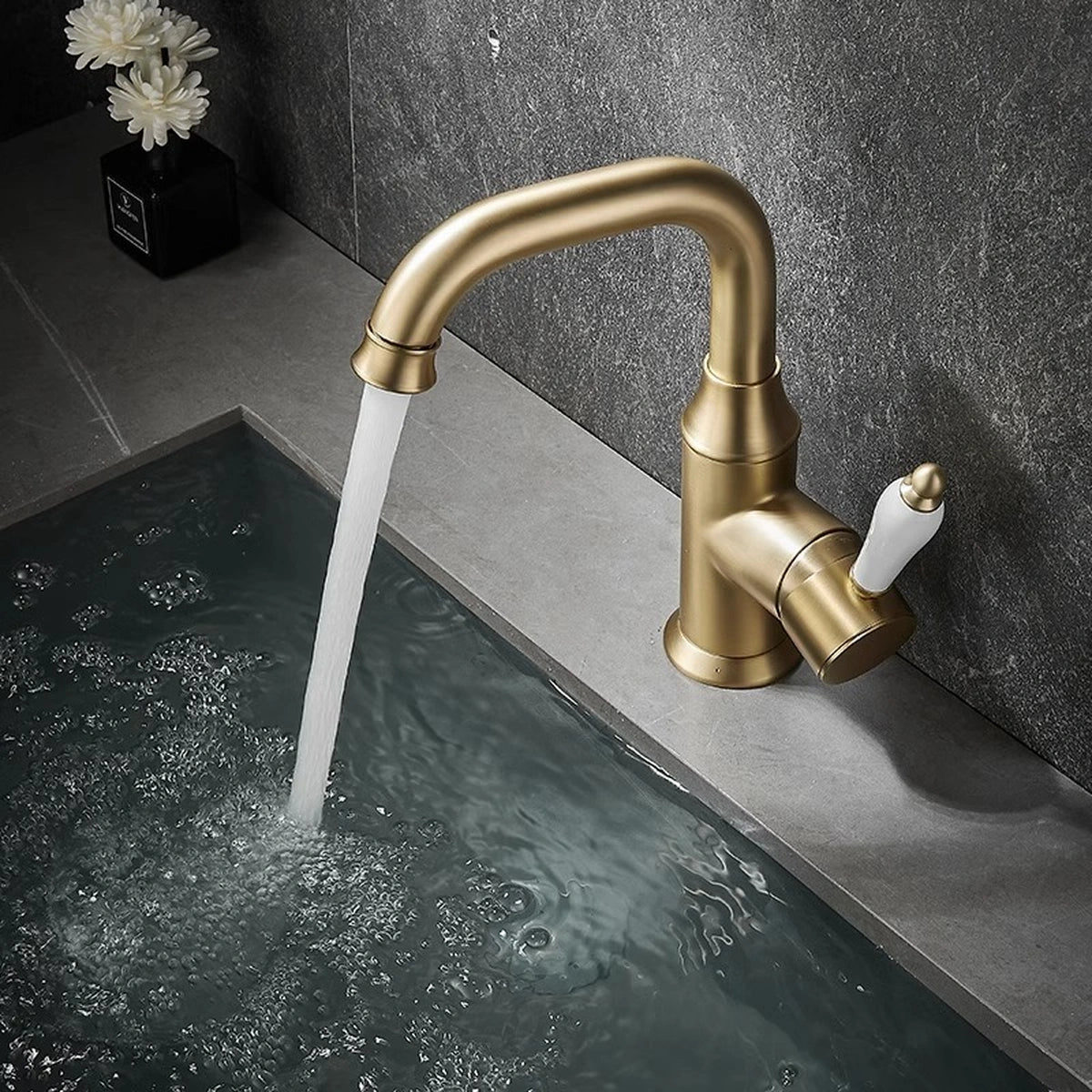 Ravelle Antique High-Arc Single-Hole Bathroom Sink Faucet