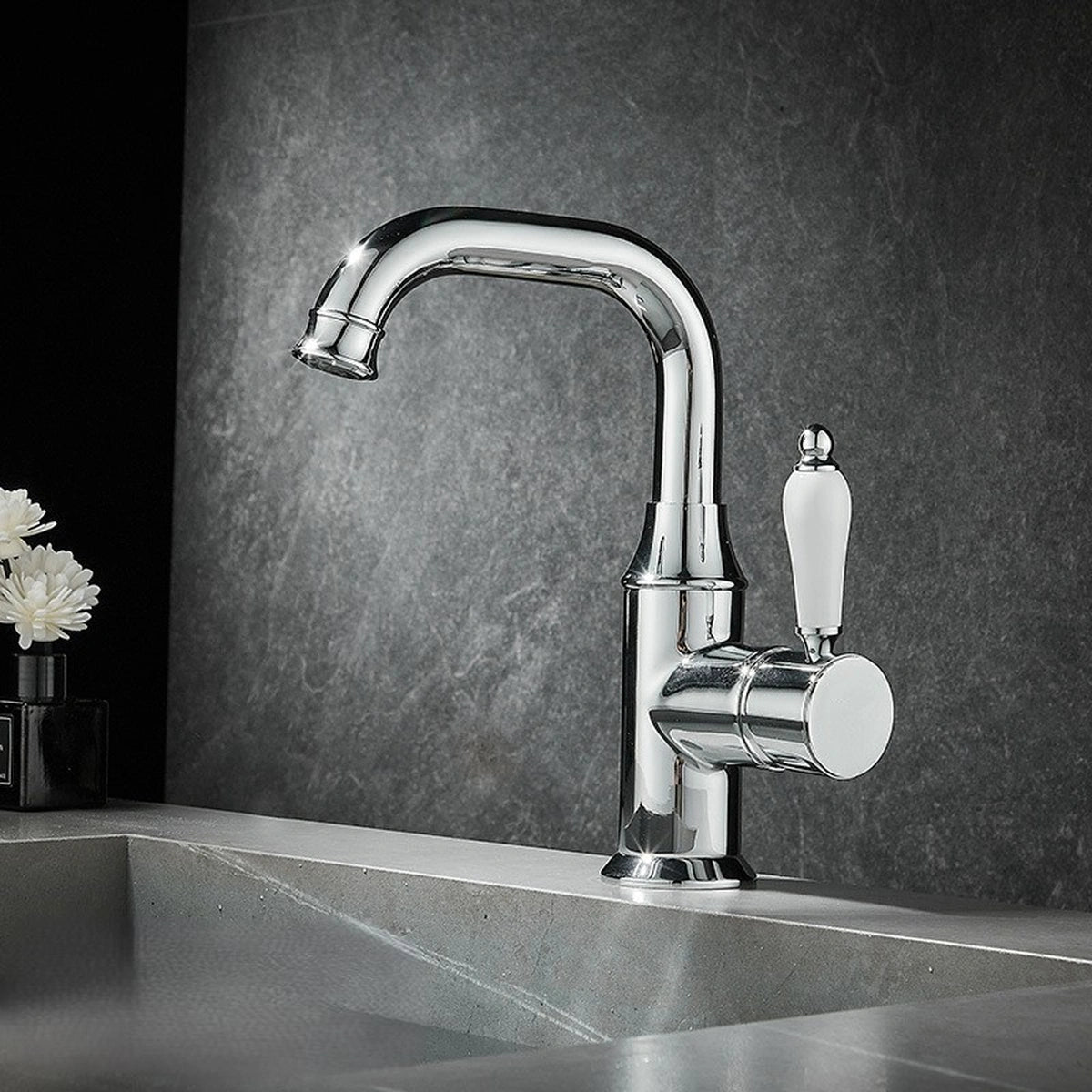 Ravelle Antique High-Arc Single-Hole Bathroom Sink Faucet
