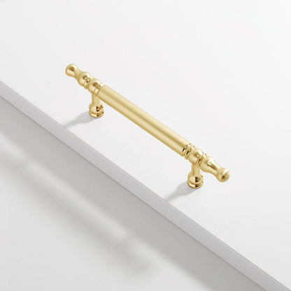 Gold Turned Round Bar Cabinet Handles and Drawer Pulls