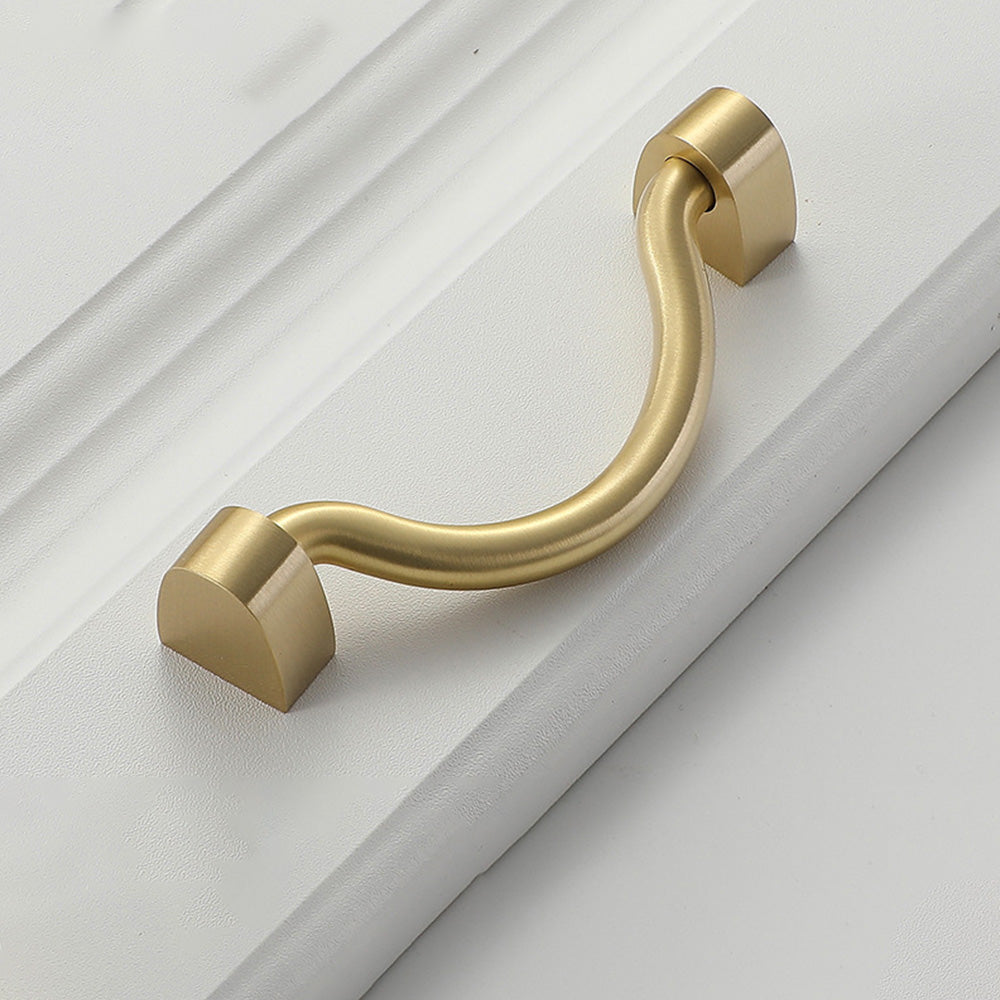 Brushed Brass S-Curve Drop Bail Drawer Pulls for Dressers