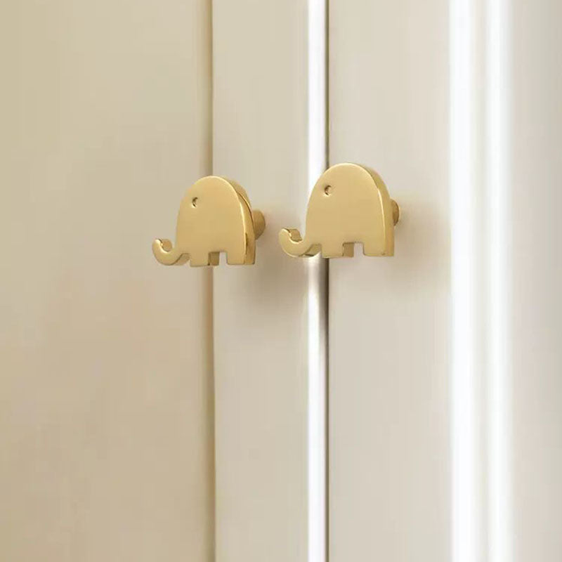 Brass Elephant Dresser Knobs in Three Finishes