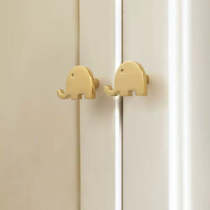 Brass Elephant Dresser Knobs in Three Finishes