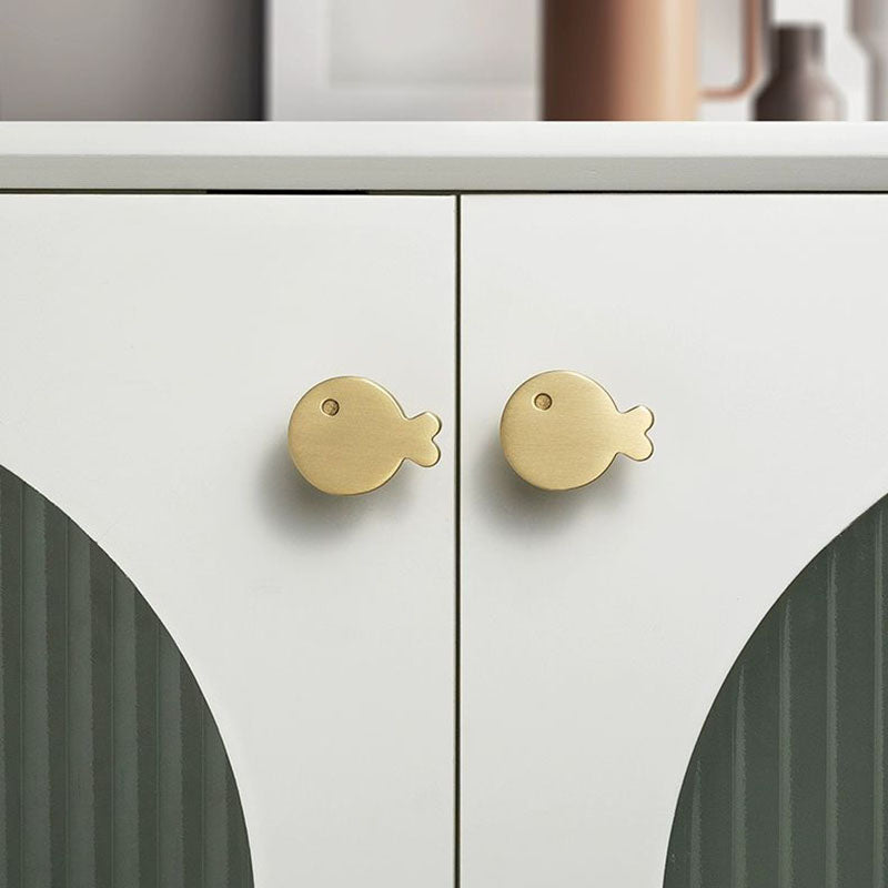 Brushed Brass Fish Cabinet Knobs