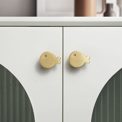 Brushed Brass Fish Cabinet Knobs