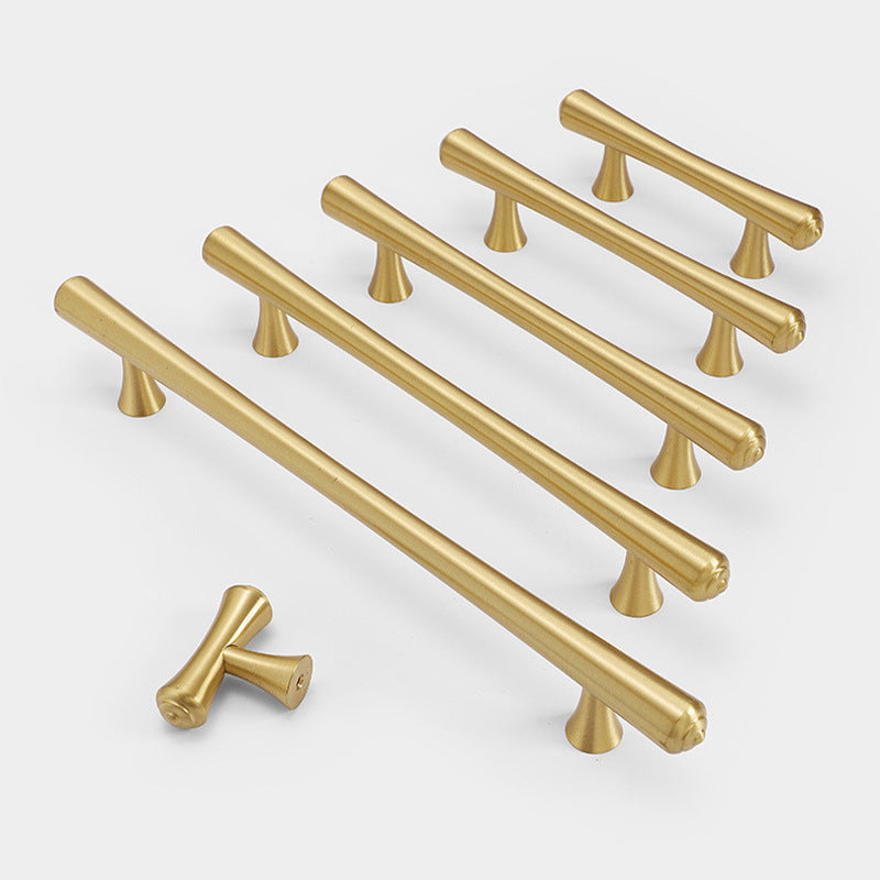 Gold Brass Cabinet Pulls and T-Knob with Flared Ends