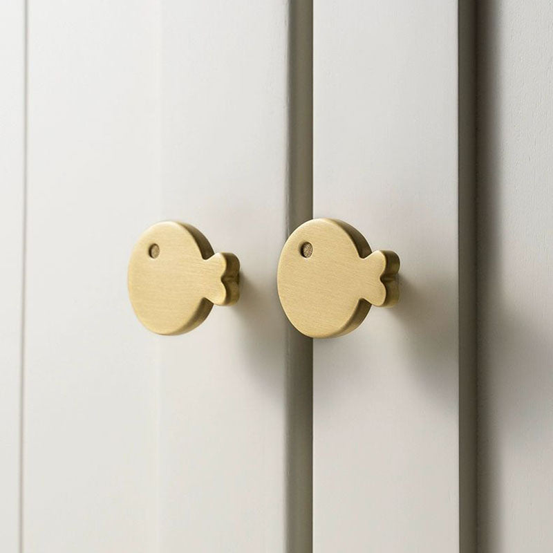 Brushed Brass Fish Cabinet Knobs