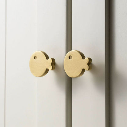 Brushed Brass Fish Cabinet Knobs