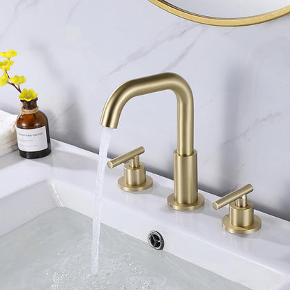 Uppsala 3-Hole Hot and Cold Bathroom Sink Faucet with 2-Mode Rotating Nozzle