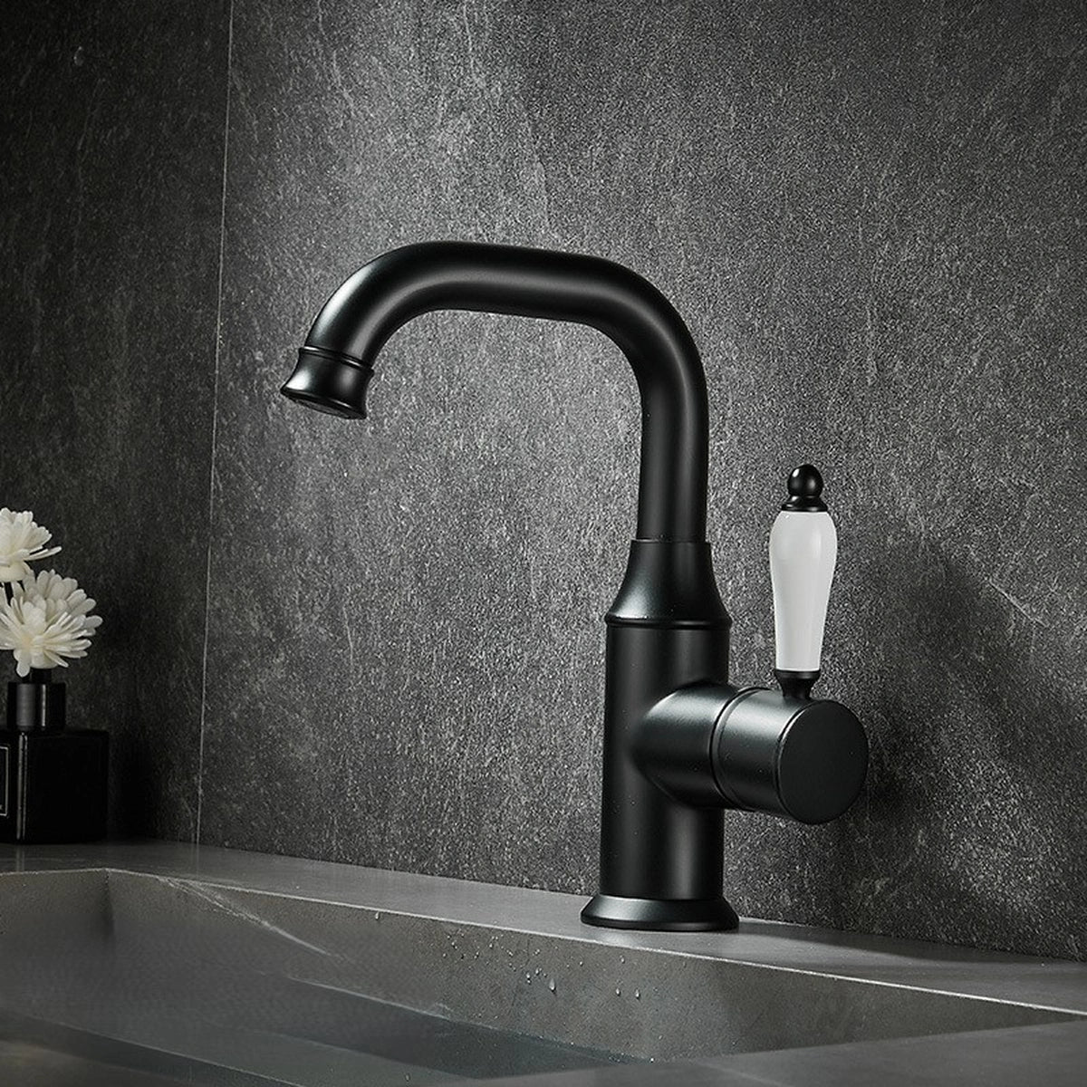 Ravelle Antique High-Arc Single-Hole Bathroom Sink Faucet