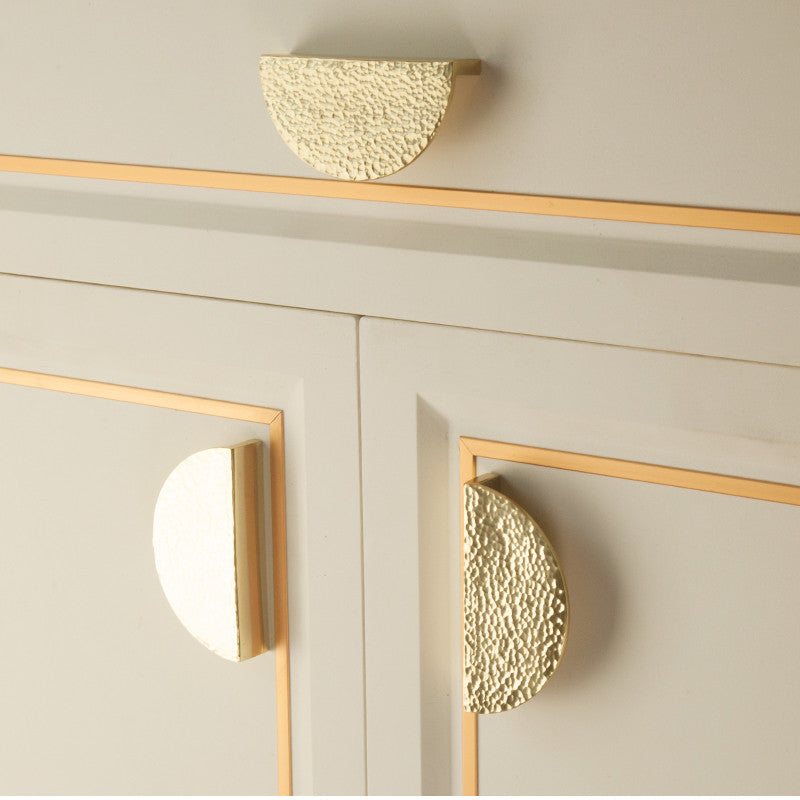 Gold Half Moon Cabinet Pulls, Solid Brass Drawer Handles